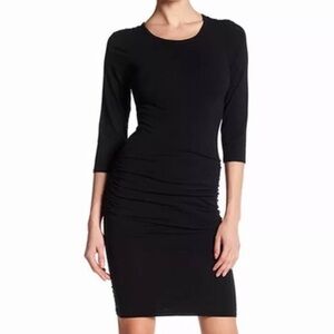 James Perse Ruched Bodycon Cotton Stretch Dress